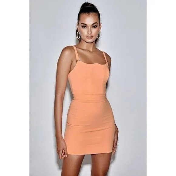 House of CB Dresses & Skirts - House of CB Issa Neon Crepe Bodice Mini Dress in Peach